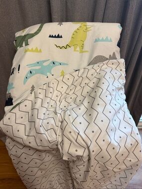 Kids' Dinosaur Comforter Set in White, Gray, Green & Blue